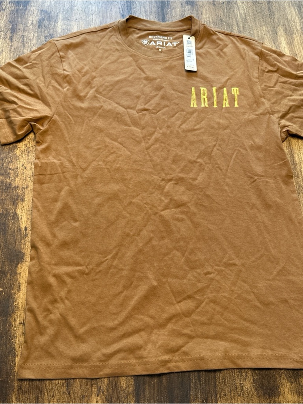 Ariat Brown Short-Sleeve Tee with Yellow Logo